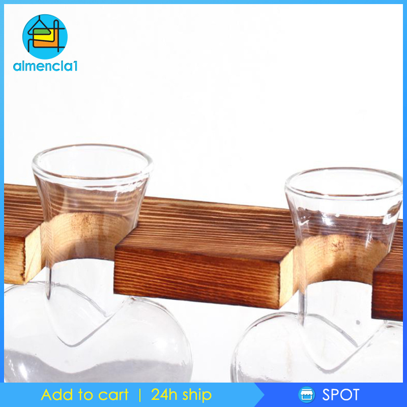 Giá đỡ gỗ giữ 3 chậu hoa thủy tinh ống nghiệm trồng cây thủy sinh ALMENCLA1
