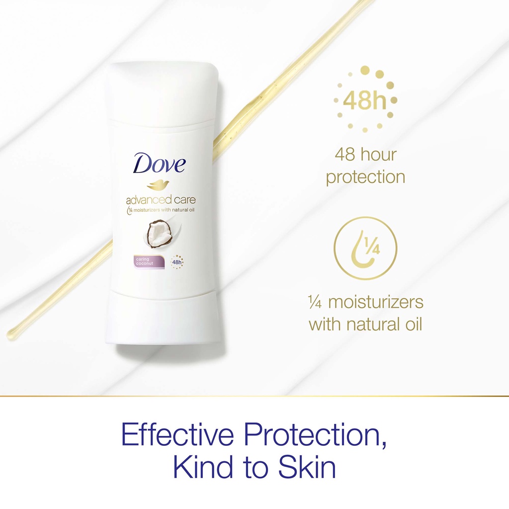 Sáp Lăn Khử Mùi Dove Advanced Care Antiperspirant Deodorant Stick Caring Coconut, 2.6 Oz.