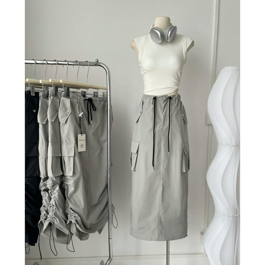 Chân Váy Dây Rút Thể Thao Dài Bên Hông Phong Cách Mỹ 63698