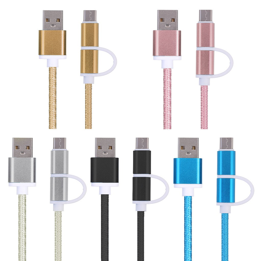 Cáp Sạc Usb 2.0 Đầu Cắm Sang Usb 3.1 Type C &amp; Micro Usb 2 Trong 1