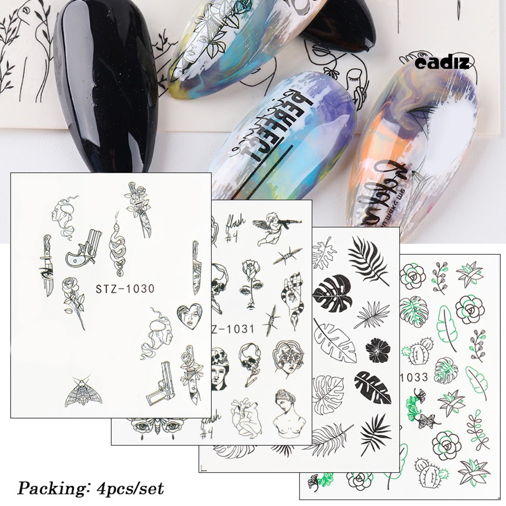 Set 16 Tấm Nhãn Dán Trang Trí Móng Tay Nghệ Thuật