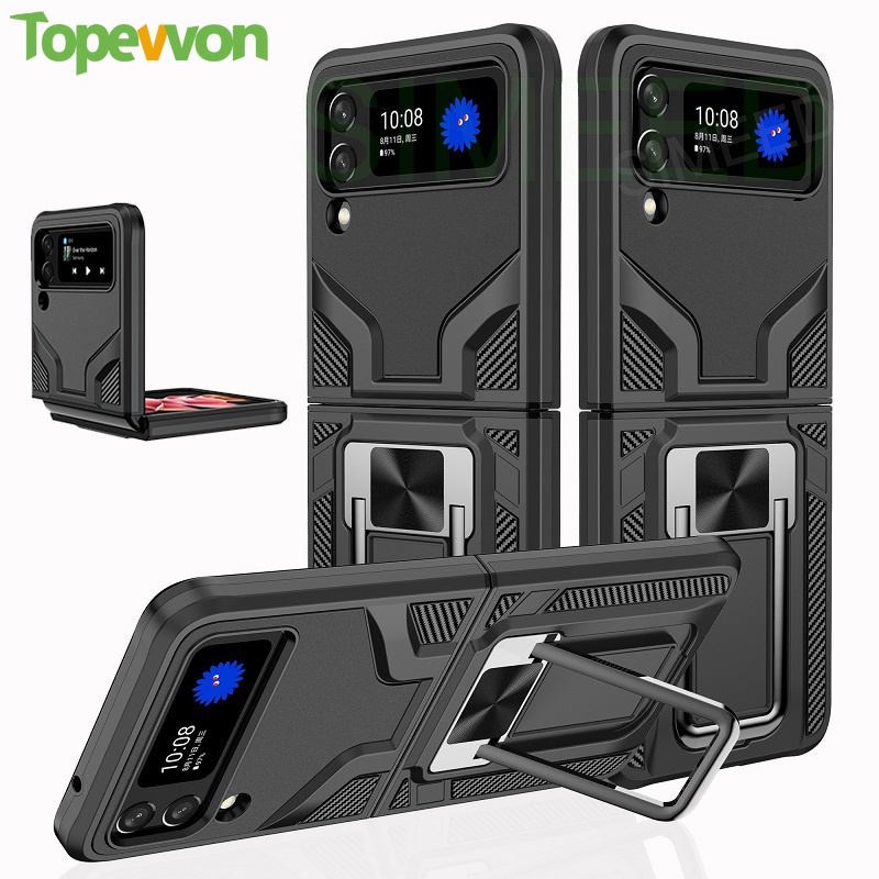 Ốp điện thoại Topewon chống sốc có giá đỡ từ tính cho Samsung Galaxy Z Flip 3 5G