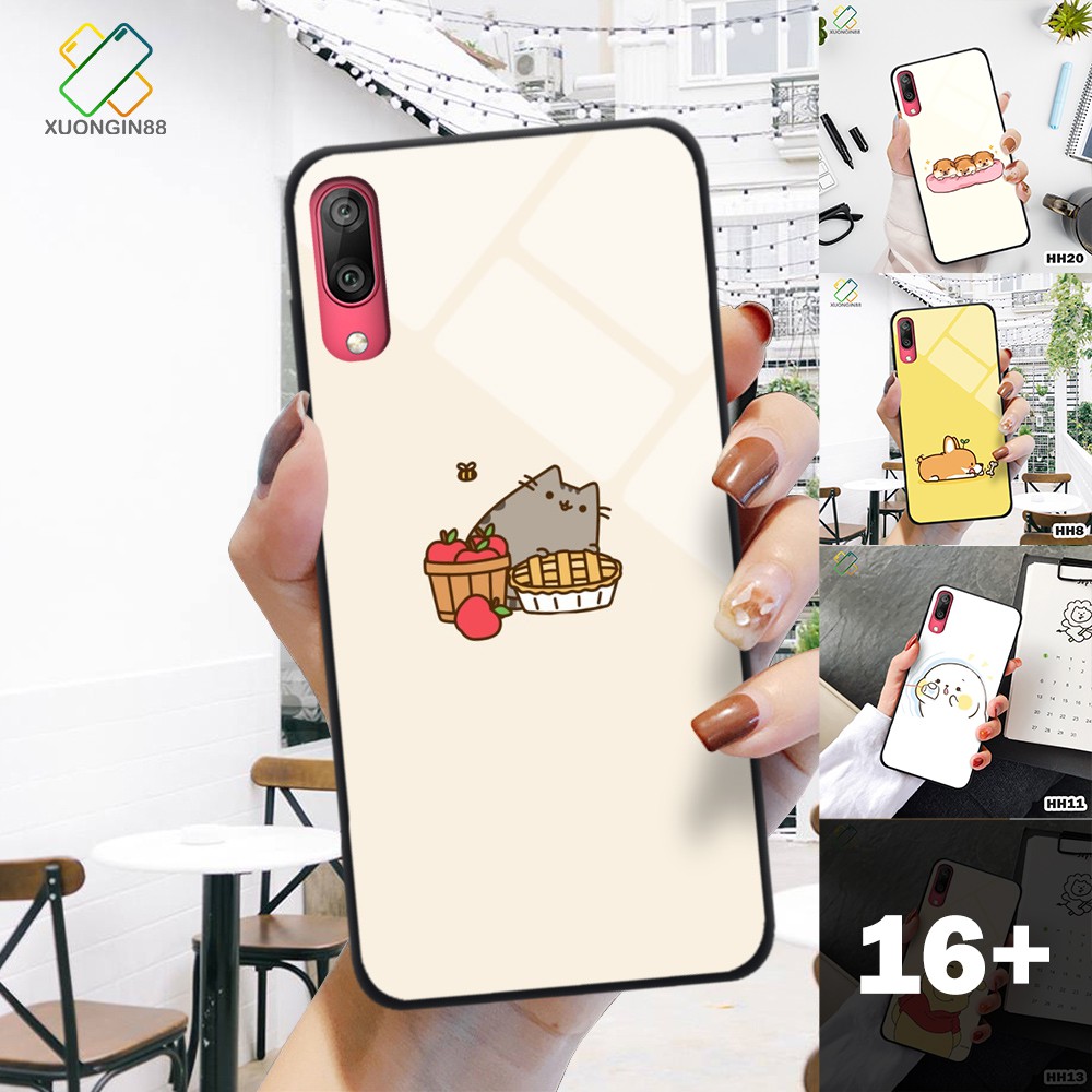 Ốp lưng Huawei Y7 Pro 2019 kính cường lực hoạt hình cưng xỉu