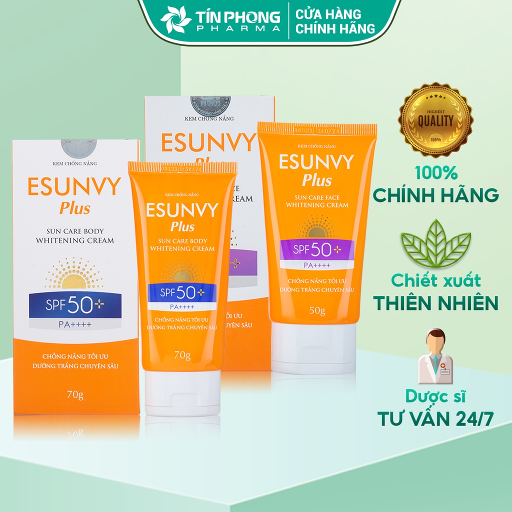 Bộ Đôi Kem Chống Nắng ESUNVY PLUS Giúp Bảo Vệ Da Tối Đa, Dưỡng Trắng Chuyên Sâu, An Toàn Hiệu Quả Tuýp 50g-70g