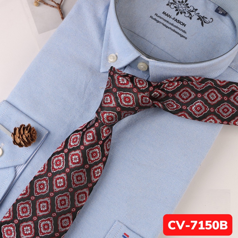 Cravat Nam cỡ trung 7cm cao cấp nhiều mẫu lựa chọn, cà vạt chú rể, Cavat dự tiệc, Calavat công sở CV-7150
