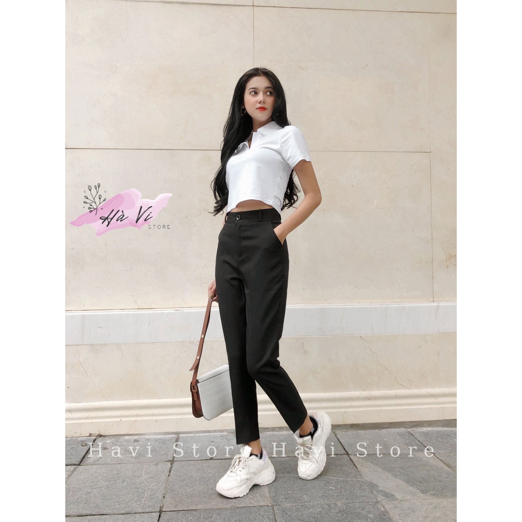 Quần tây nữ lưng cạp cao âu công sở đẹp màu đen đồ đi học form chuẩn