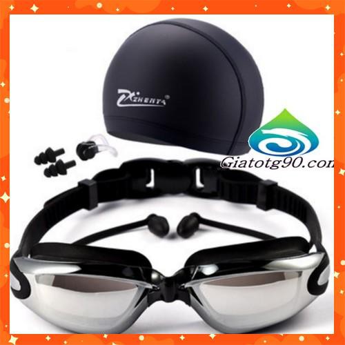 ❤️FREESHIP❤️ 🚛 Bộ kính bơi tráng gương cao cấp chống dính nước ➕ mũ ➕ bịt tai 206452