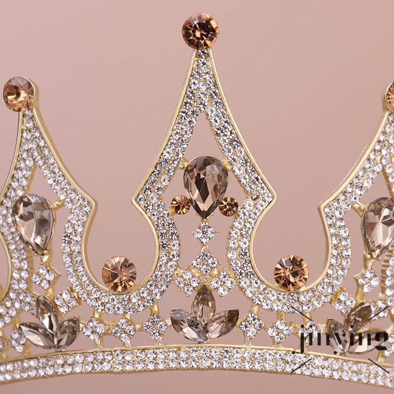 GETNOIVAS Vương miện đính đá màu vàng đồng/ bạc cao cấp sang trọng thời trang