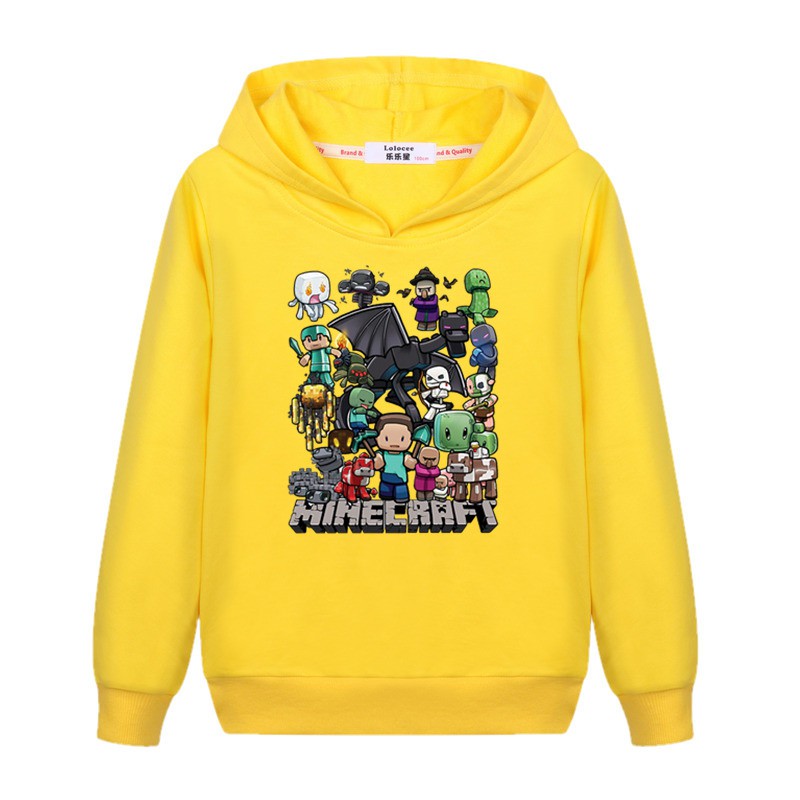 Áo khoác hoodie tay dài in hình minecraft thời trang mùa đông dành cho bé trai 2022