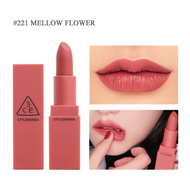 [CHÍNH HÃNG][SẴN] Son Thỏi Lì 3CE Mood Recipe Matte Lip Color Màu Hồng Đất 221 Mellow Flower