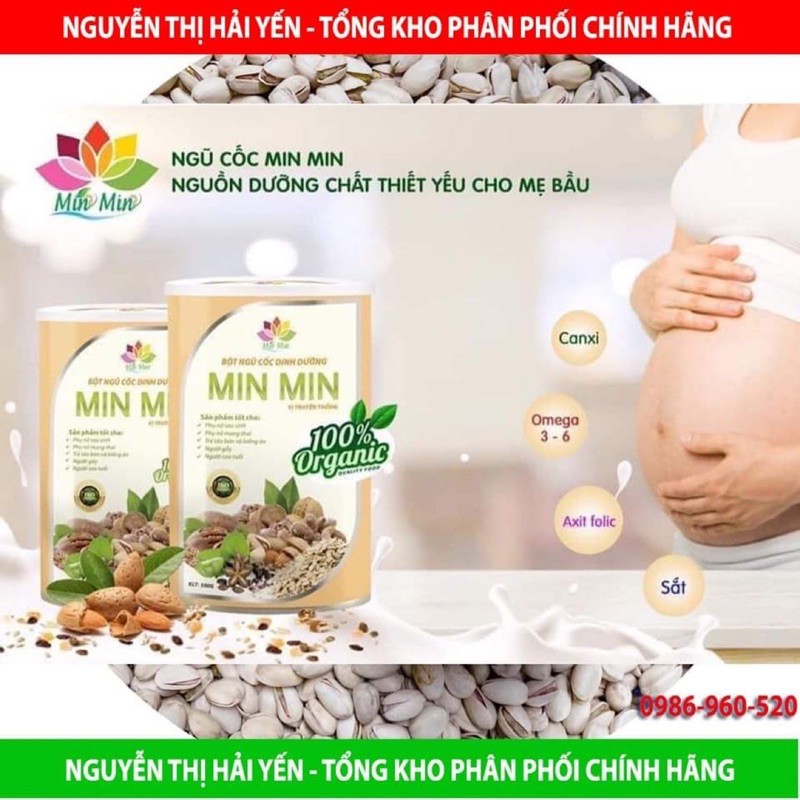 Combo 1kg ( 2 Hộp ) Ngũ Cốc MINMIN Cho Bà Bầu - Giảm Nghén , Bổ Sung Dinh Dưỡng