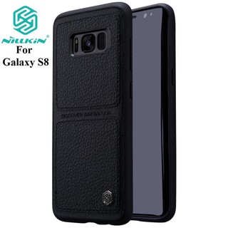 Ốp lưng Nillkin đen cho Samsung Galaxy S8 / Galaxy S8 Plus mặt lưng da, viền dẻo