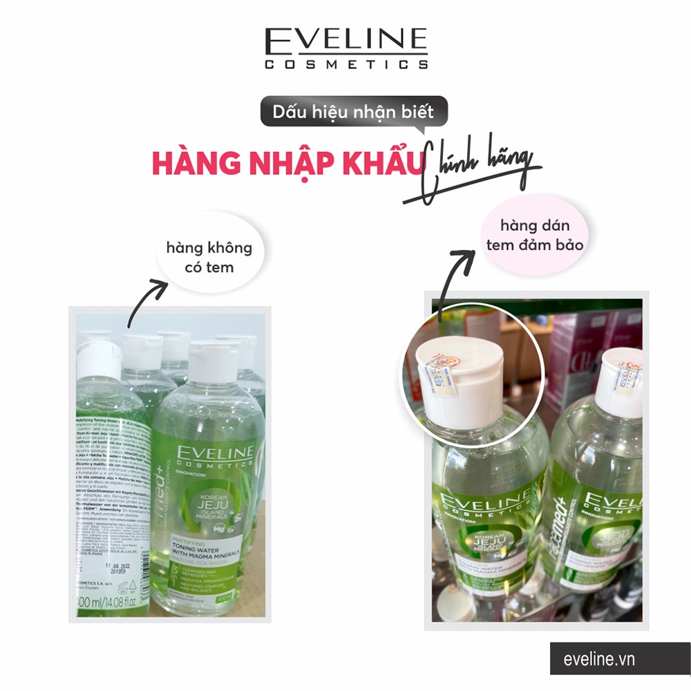 Nước Hoa Hồng EVELINE Chiết Xuất Trà Matcha 400ml Toning Water With Magma Mineral Matcha Tea Water