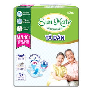 Tã dánBỉm người già và phụ nữ sau sinh Sunmate M-L-XL Bịch 10 miếng