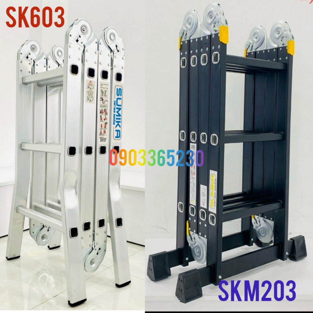 Thang nhôm gấp xếp đa năng Sumika SK603 & SKM203 (3 bậc 4 đoạn)