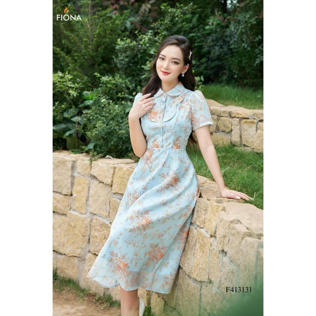 Đầm thiết kế cao cấp FIONA váy công sở nữ dáng dài tay ngắn cổ đức trẻ trung F413131