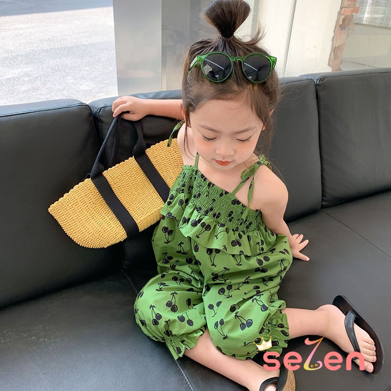 Bộ Áo Liền Quần Hai Dây Mùa Hè Hàn Quốc Cho Bé Gái Se7en