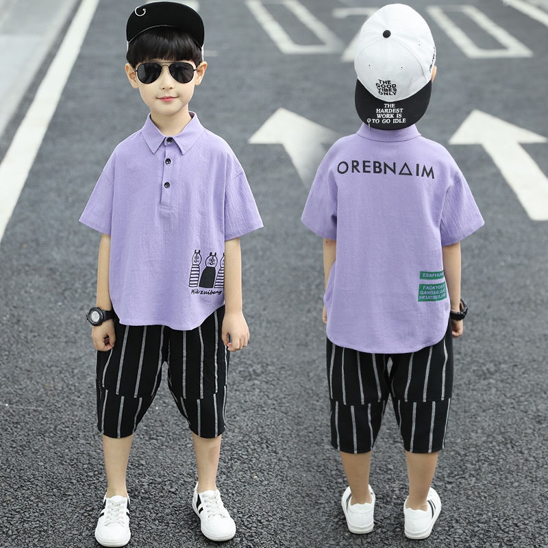 Set 2 Món Áo Thun Phối Quần Short Thời Trang Mùa Hè Cho Bé Trai Từ 3-4 - 5-6 - 7-8 - 9-10 - 11-12 Tuổi Bộ Đồ Liền Thân Xinh Xắn Dành Cho Bé
