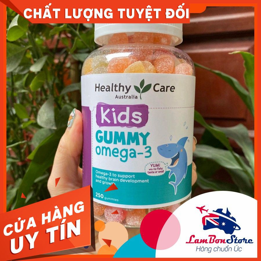 (Mẫu mới) - KẸO DẺO GUMMY BỔ SUNG OMEGA 3 Healthy Care 250 viên - Úc