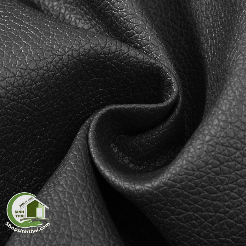 Vải da simili PVC Khổ 1,4m - vải giả da may túi, làm dép, bọc ghế sofa - màu đen có vân
