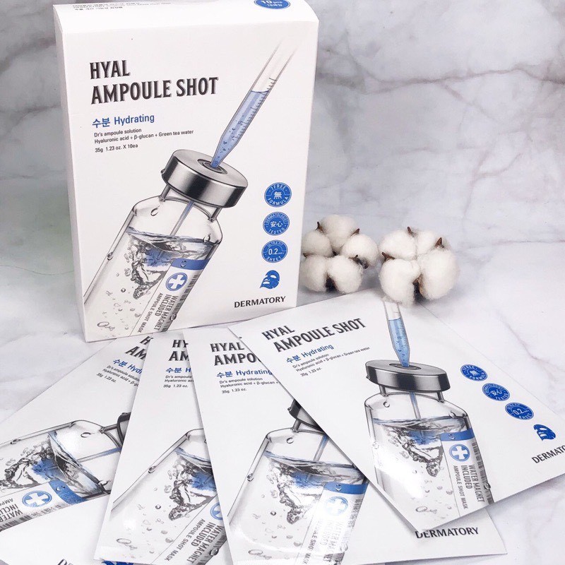 Mặt Nạ Giấy Cấp Ẩm Dermatory Ampoule Shot Mask Hyal-Shot 35g