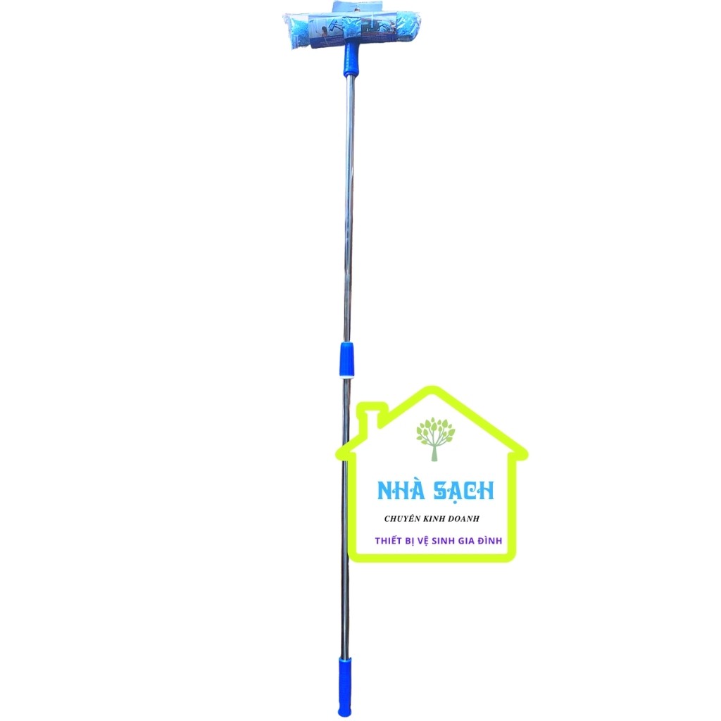 Bộ Cây Lau Kính, Gạt Nước Kiếng Homeinno Cán Dài 65cm , 1m4 Đầu 2 Trong 1)