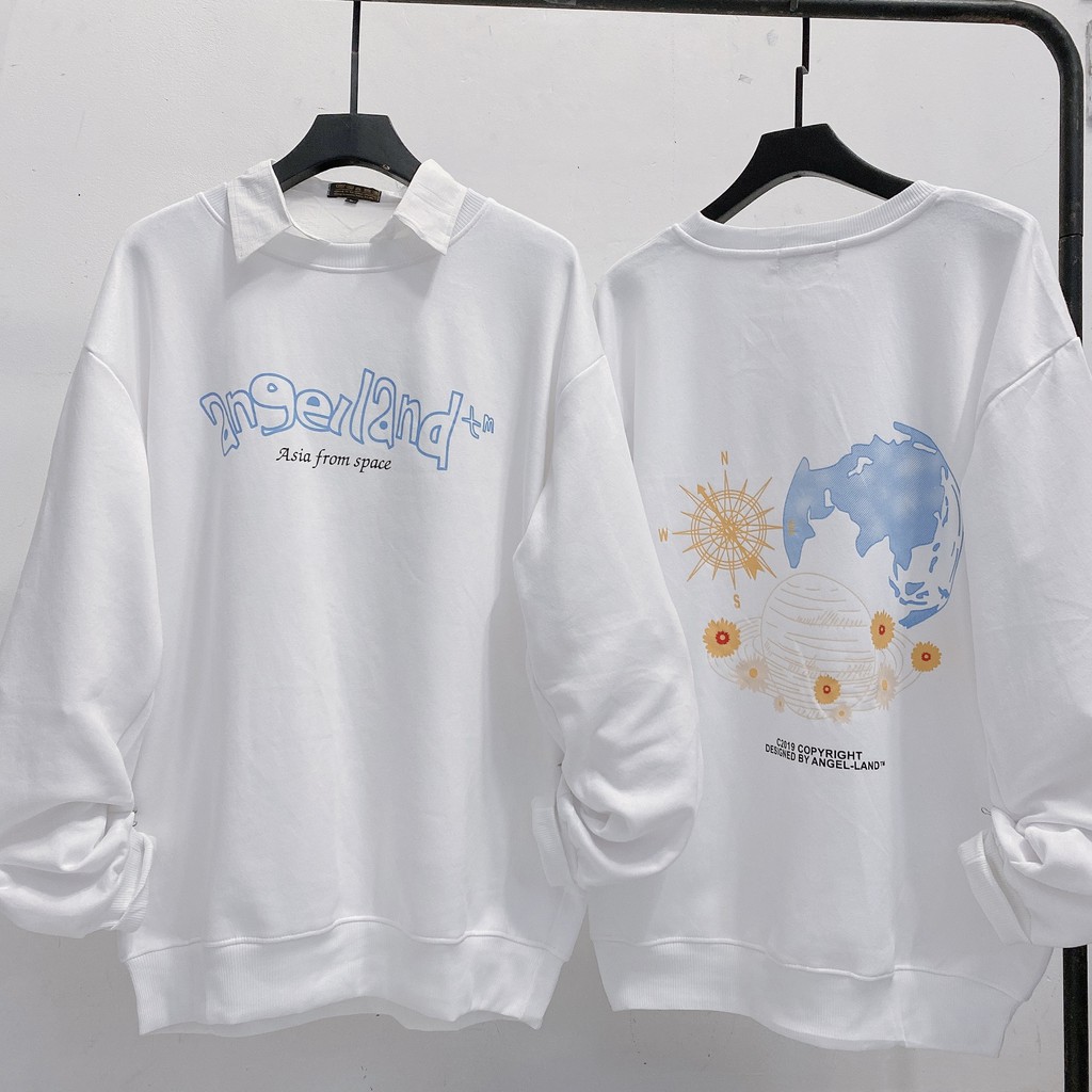 Áo sweater nam nữ YAYSHOP dáng rộng unisex chất nỉ dày dặn in LA BÀN ANGEL LAND
