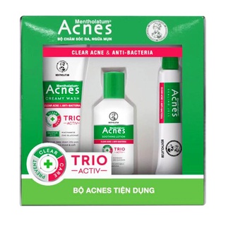 Bộ sản phẩm acnes trio activ 3 bước chăm sóc da mụn hiệu quả