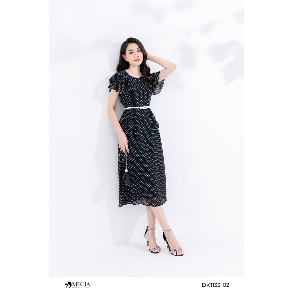 Đầm chấm bi peplum MECIA tay bèo tầng DK1144