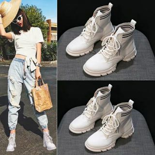 Giày bốt cổ cao buộc dây kiểu Hàn Quốc cho nữ