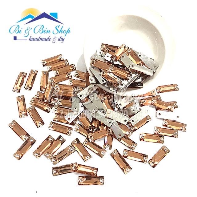 20 Viên Đá Kiếng Chữ Nhật 9x26mm Đính Kết Trang Phục Thời Trang, Làm Phụ Kiện Handmade