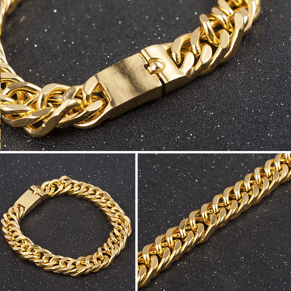 14mm Men's Heavy Solid Stainless Steel Curb Chain Bracelet Fashion Jewelry