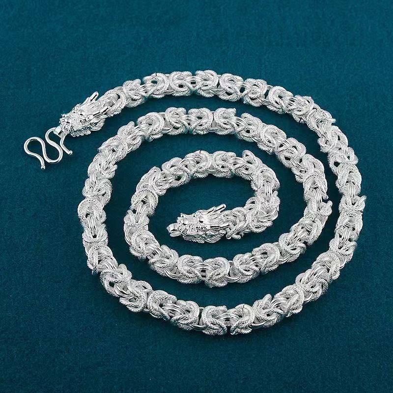 Che vòng cổ. Dây Chuyền Bạc S999 Mặt Hình Đầu Rồng Thời Trang Cho Nam