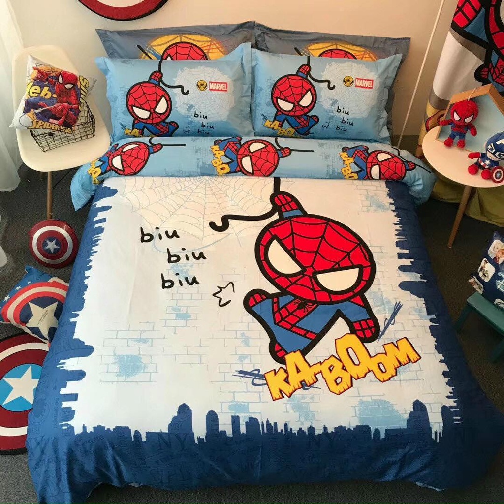 [NHẬP KHẨU] SET COTTON 4 MÓN HOẠT HÌNH CHO BÉ TRAI - FULLSIZE - SPIDERMAN, IRON MAN,...