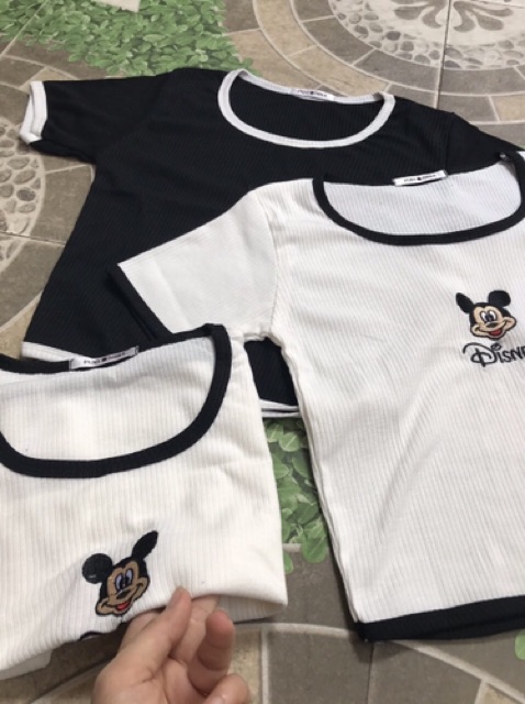 Áo croptop body thêu mickey, hình thật ảnh cuối