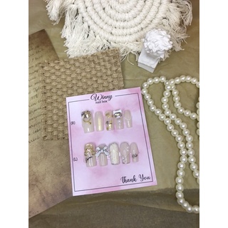 nailbox móng úp móng giả thạch nude nơ đá