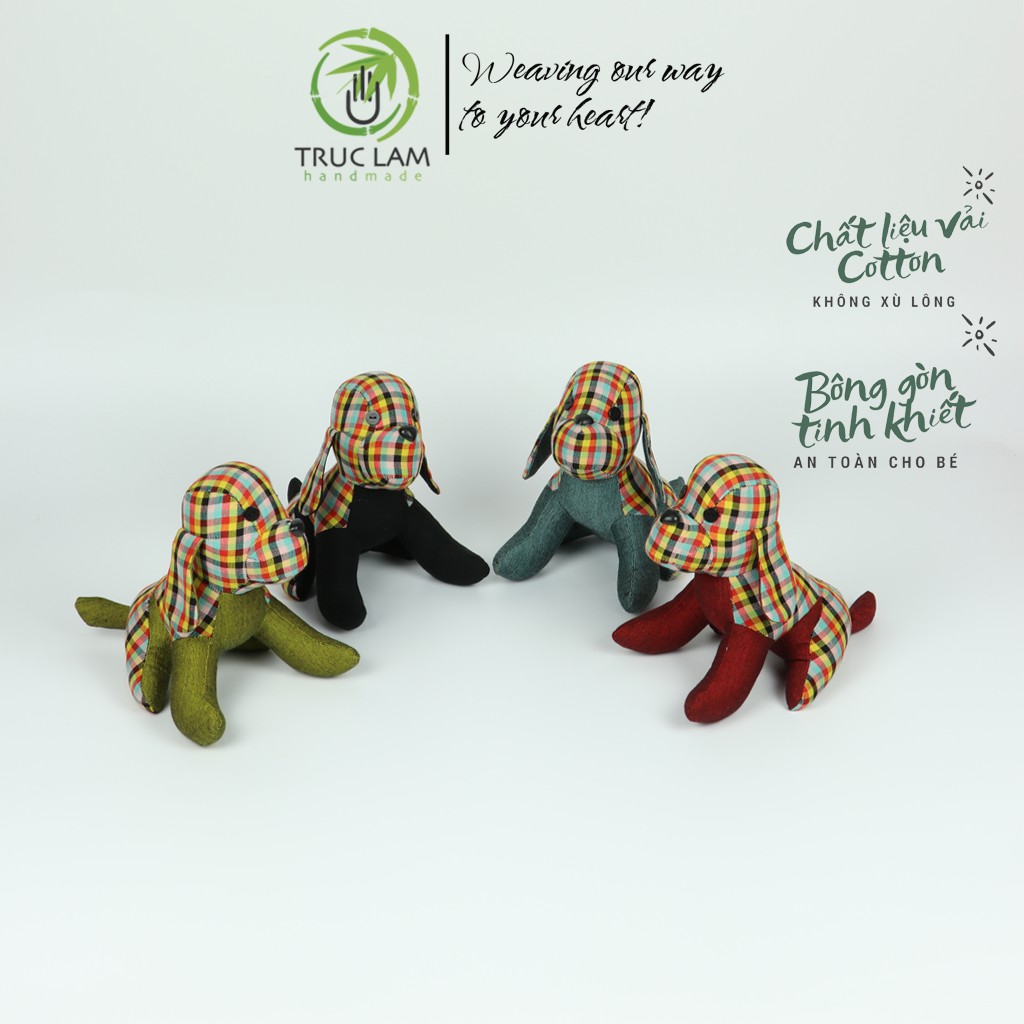 Đồ Chơi Cho Bé Thú Nhồi Bông Hình Chú Chó Ngồi Vải Dệt Tay Bông Gòn Cao Cấp Cỡ Nhỏ - Trúc Lâm Handmade