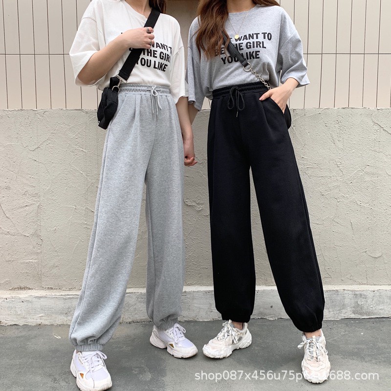 Quần nỉ jogger nữ trơn- ống bom  trơn - thêu unisex 2 màu siêu hot Zinstore94 | BigBuy360 - bigbuy360.vn