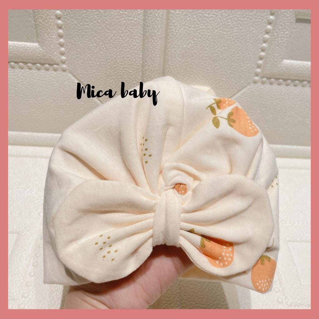 Mũ turban màu be họa tiết quả cam đáng yêu cho bé Mica Baby MTB98