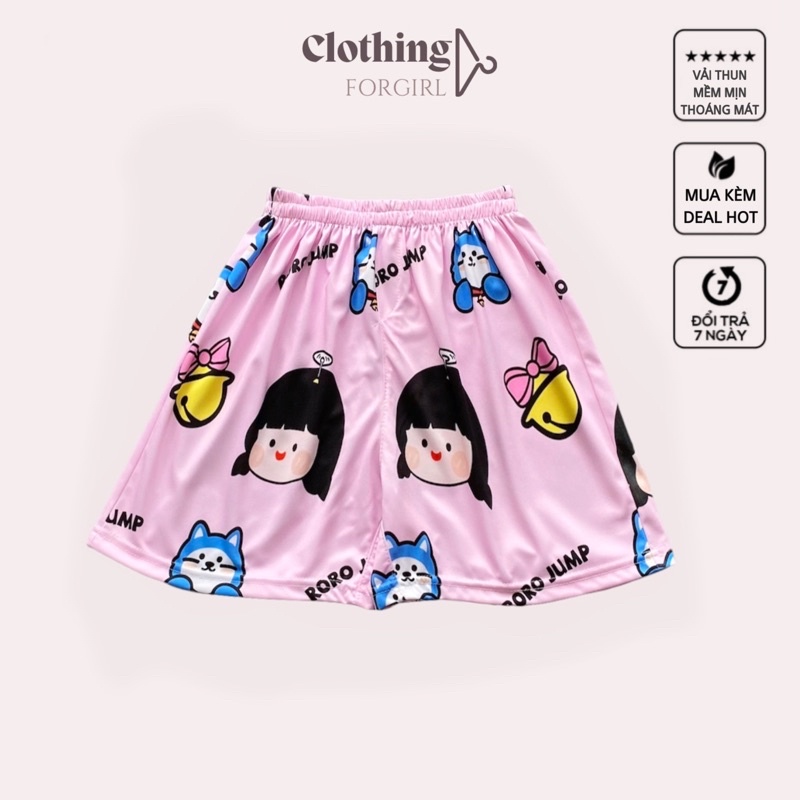 Quần short nam nữ mặc ở nhà thun thể thao thoáng mát form quần đùi hoạt hình