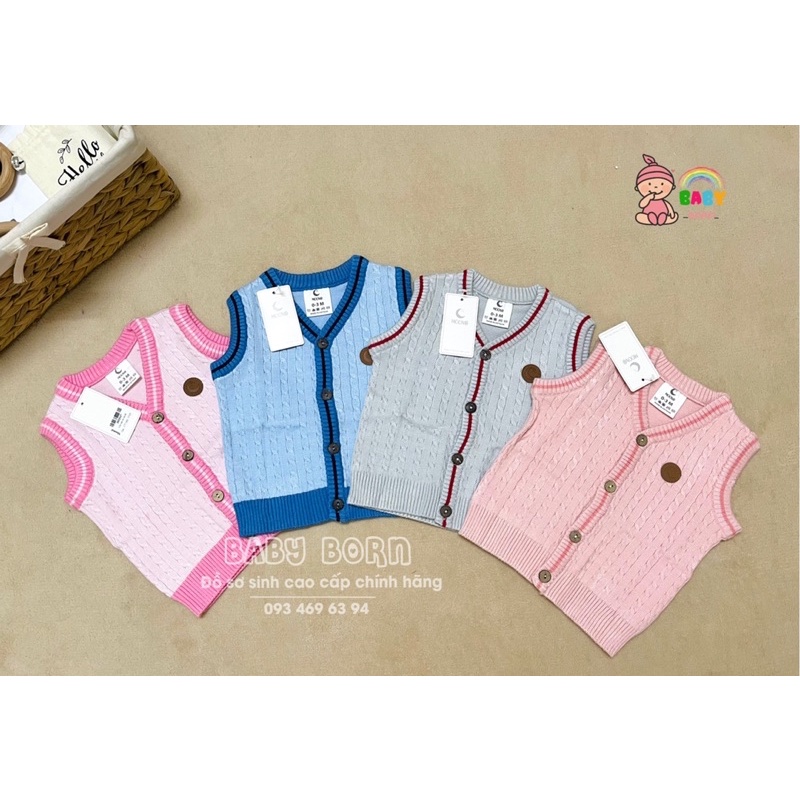 Moon - Áo gile len sơ sinh cúc giữa