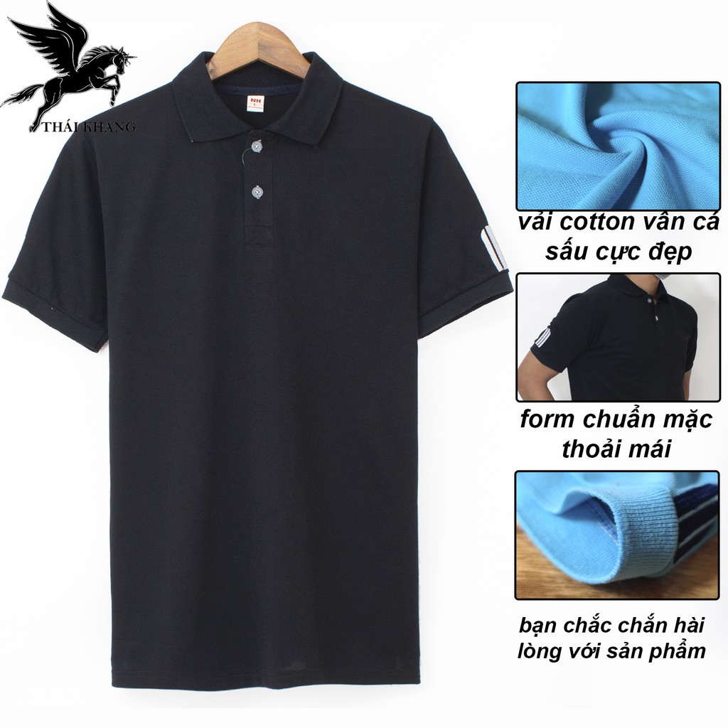 Áo thun nam tay ngắn có cổ vải cá sấu cotton mềm thấm hút mô hôi tốt mặc BAO MÁT loại áo polo trơn ATCS02