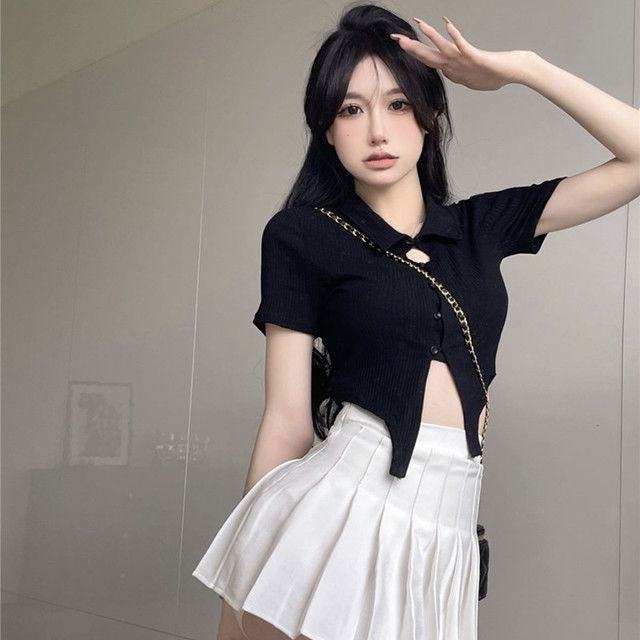 COZOK Áo polo Tay Ngắn Có Cổ Khoét Eo