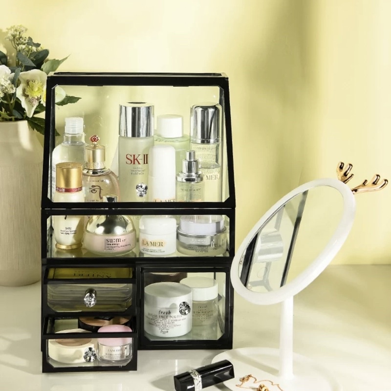 Kệ Tủ Đựng Mỹ Phẩm Thuỷ Tinh Black Phong Cách Hiện Đại