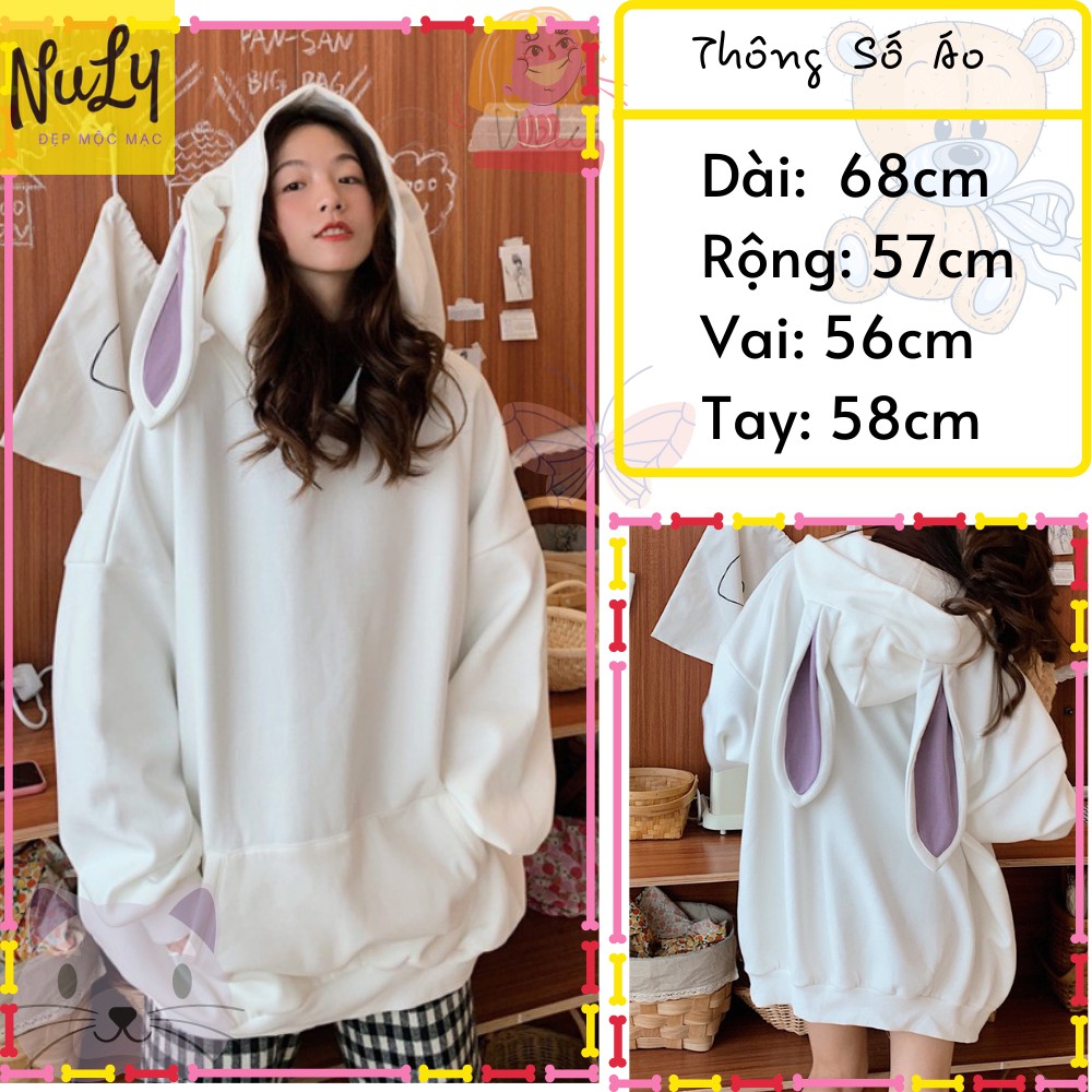 Áo Hoodie nữ THỎ RABBIT unisex nỉ bông form rộng, tay bồng kiểu dáng Ulzzang chất xịn NULY HDT | BigBuy360 - bigbuy360.vn