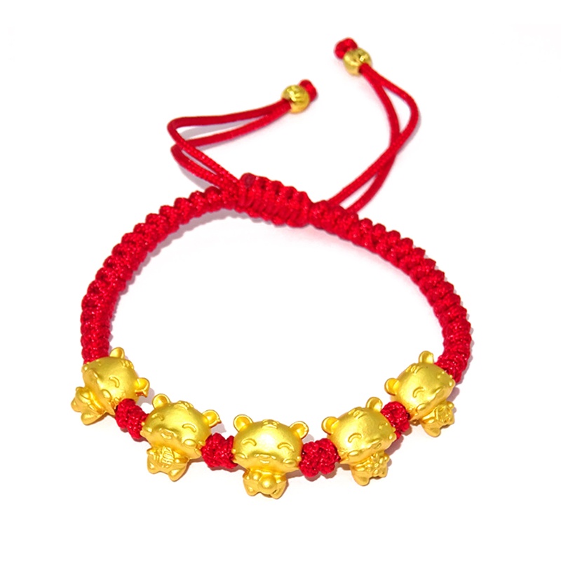 Vòng Đeo Tay May Mắn Thắt Nút Có Thể Điều Chỉnh Mặt Hình Hổ Cho Nam Và Nữ