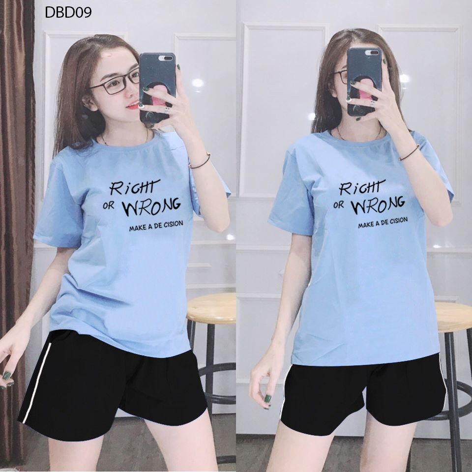 [Mã WA1606 giảm 15% đơn 99k] [BÁN CHẠY] ĐỒ BỘ MẶC NHÀ CỰC ĐẸP QUẦN ĐÙI 1 SỌC ÁO IN CHỮ ĐƠN GIẢN DỄ MẶC - DBD09 | BigBuy360 - bigbuy360.vn