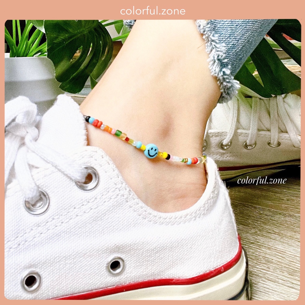 Lắc chân nữ xỏ hạt cườm handmade nhiều màu dễ thương - Seed Bead 1