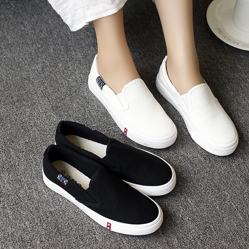 Giày Lười Canvas Màu Trắng Kiểu Dáng Đơn Giản Trẻ Trung20210704 | BigBuy360 - bigbuy360.vn