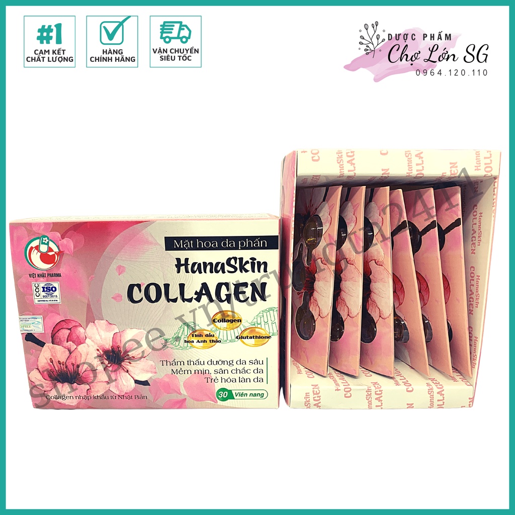 Viên bôi dưỡng da Collagen Hana Skin Collagen Mặt Hoa Da Phấn – hộp 30 viên